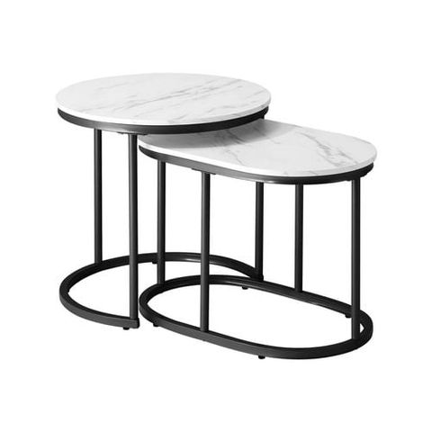 Oikiture Set Of 2 Coffee Table White & Black - Bunnings Australia in Davis Coffee Tables White/Black, 2-Piece Set